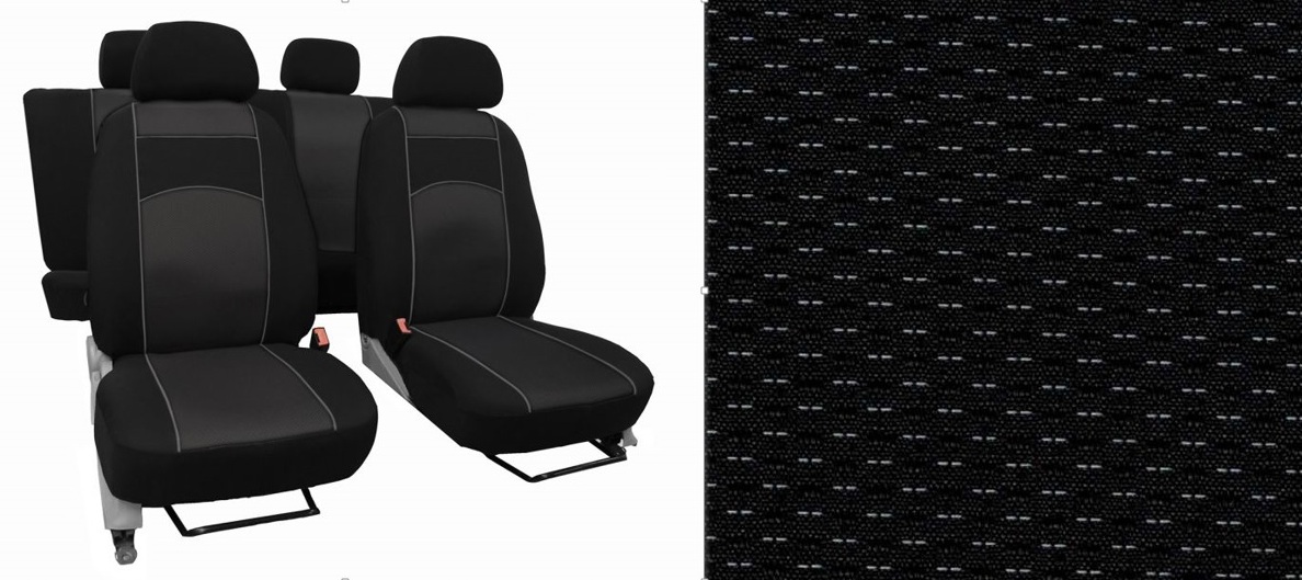 Autopotahy DACIA SANDERO II, DĚLENÉ ZADNÍ OPĚRADLO, od r. 2012-2020, VIP černé