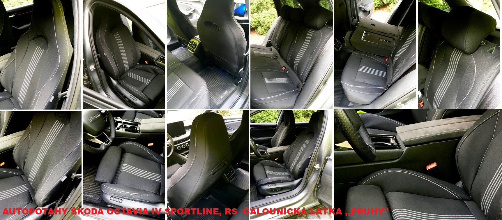 Autopotahy ŠKODA OCTAVIA IV SPORTLINE, RS, od r. 2020, AUTHENTIC, žakar pruhy