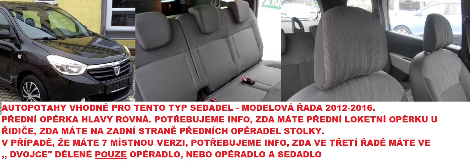 Autopotahy DACIA LODGY 5 MÍST, od r. v. 2012-2016, ELEGANCE černé