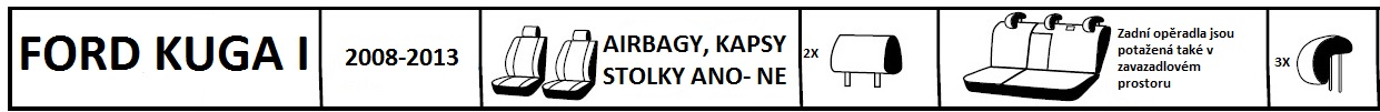 Autopotahy FORD KUGA I, 2008-2013, se zadní loketní opěr., AUTHENTIC PREMIUM žakar červený