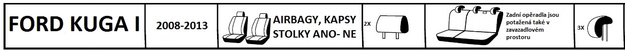 Autopotahy FORD KUGA I,2008-2013, bez zadní loketní opěrky,AUTHENTIC PREMIUM žakar modrý