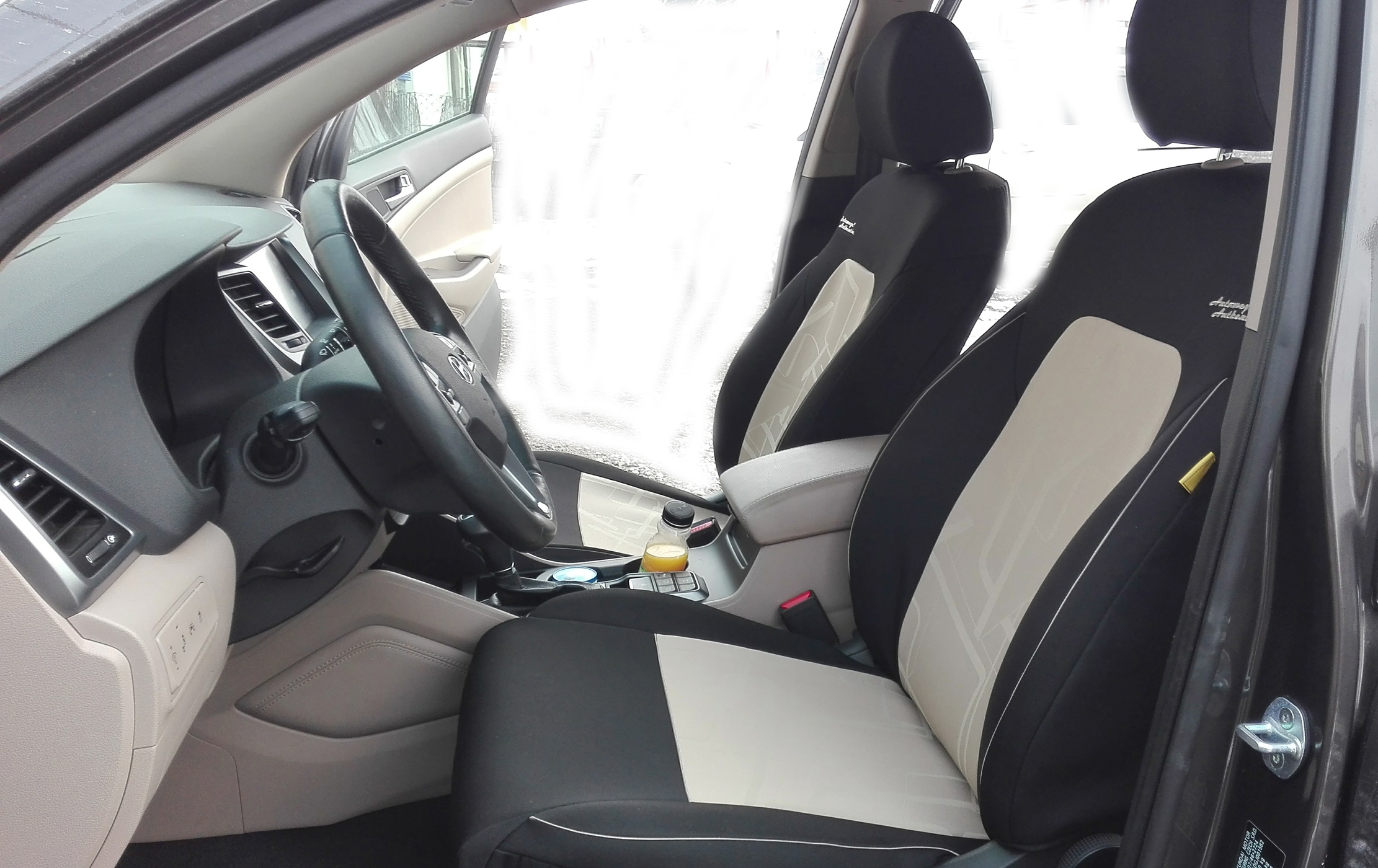 Autopotahy HYUNDAI TUCSON III, od r. 2015, AUTHENTIC PREMIUM, matrix béžový
