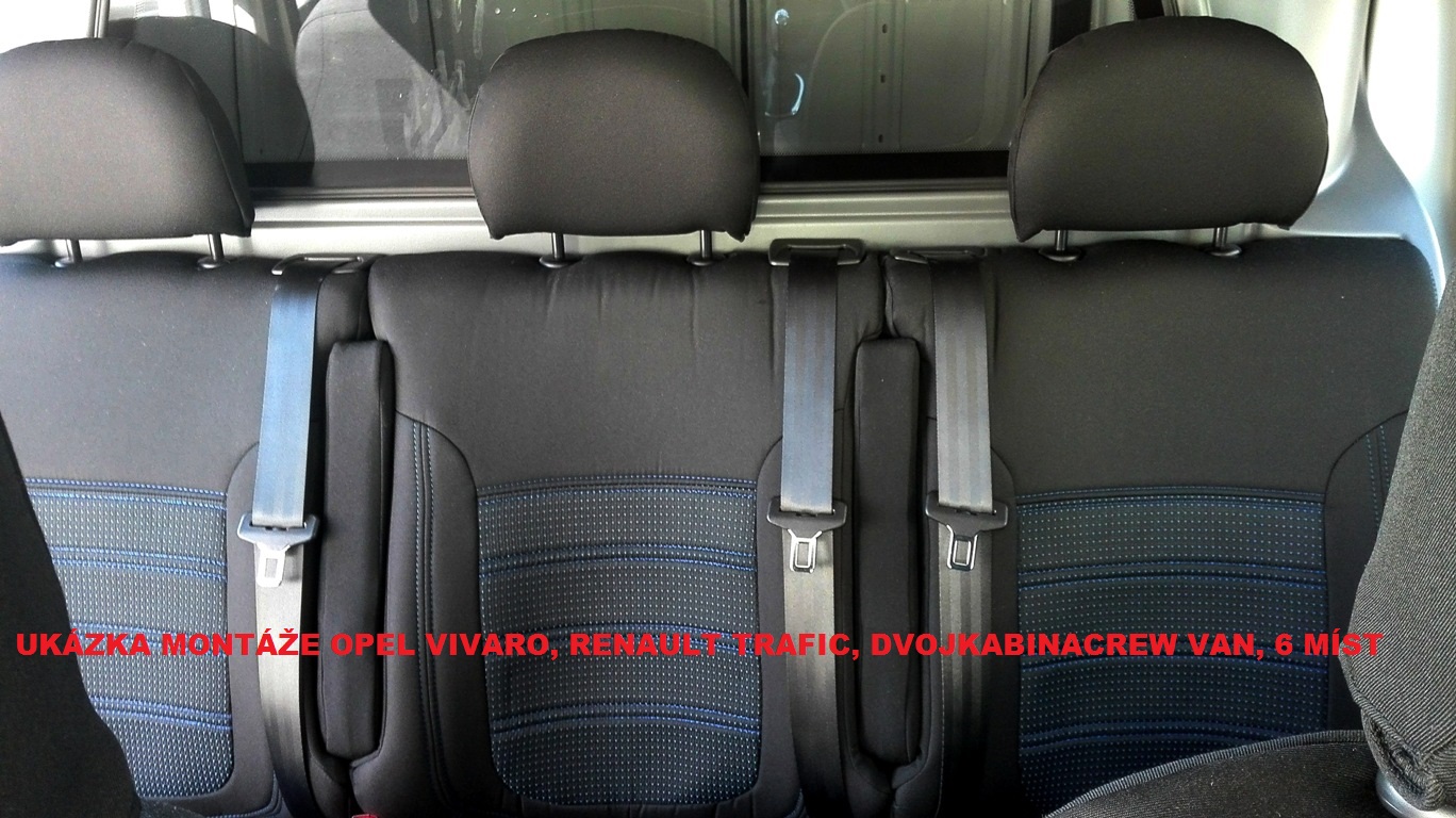 Autopotahy OPEL VIVARO DVOJKABINA CREW VAN, 6míst,od 2016, AUTHENTIC DOBLO, vlnky černé