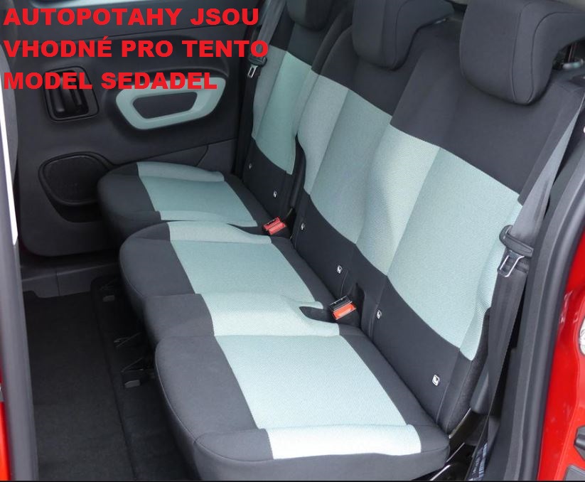 Autopotahy CITROEN BERLINGO III, vzadu dělený 2/1, od 2018, AUTHENTIC CARO zelené