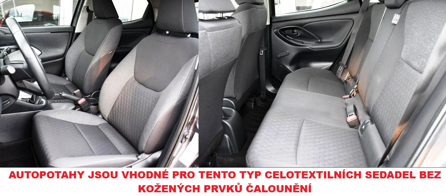 Autopotahy TOYOTA YARIS CROSS, STANDARTNÍ, TEXTILNÍ SEDADLA, od r. 2020, prolis