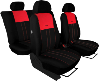 Autopotahy Nissan Qashqai I, bez zadní loketní opěrky, od r. 2006, DUO TUNING červenočerné